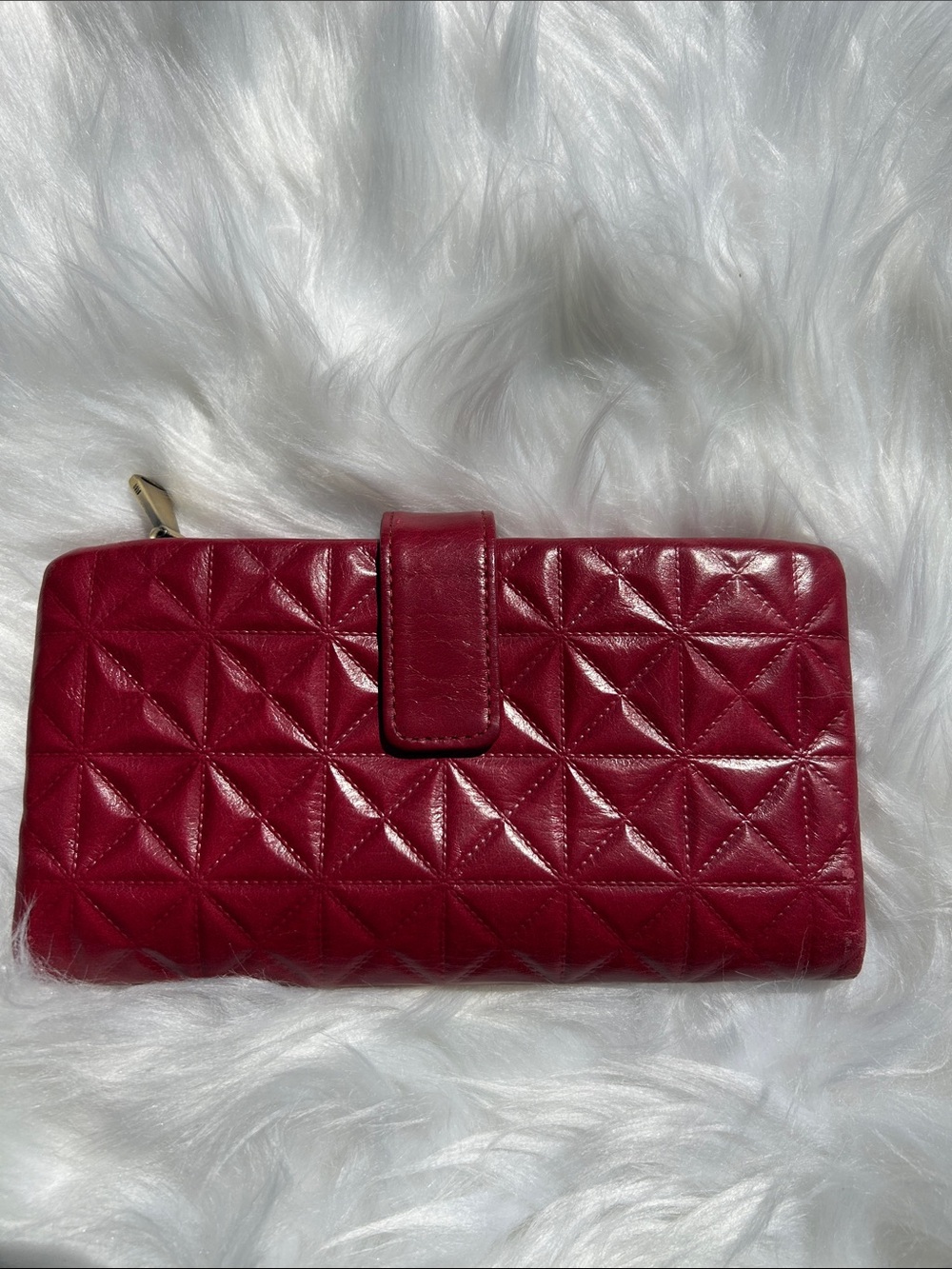 HOBO Quilted Cherry Red Leather Wallet
